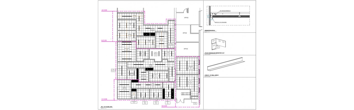 Acoustic Ceiling Panels Grid Plan Shop Drawings With Details